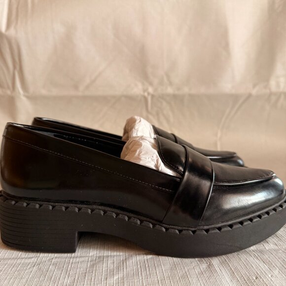 Vince Camuto Echika Black Italian Patent Leather Platform Block Heel Loafer Size - Picture 7 of 11